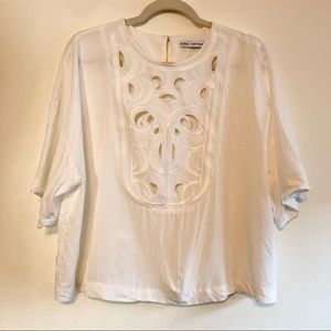 & Other Stories White Flowy Sleeve Cut Out Blouse